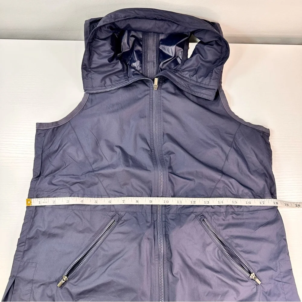 Athleta Performance Running Vest, Reflective Racerback Navy Blue with Hood, S